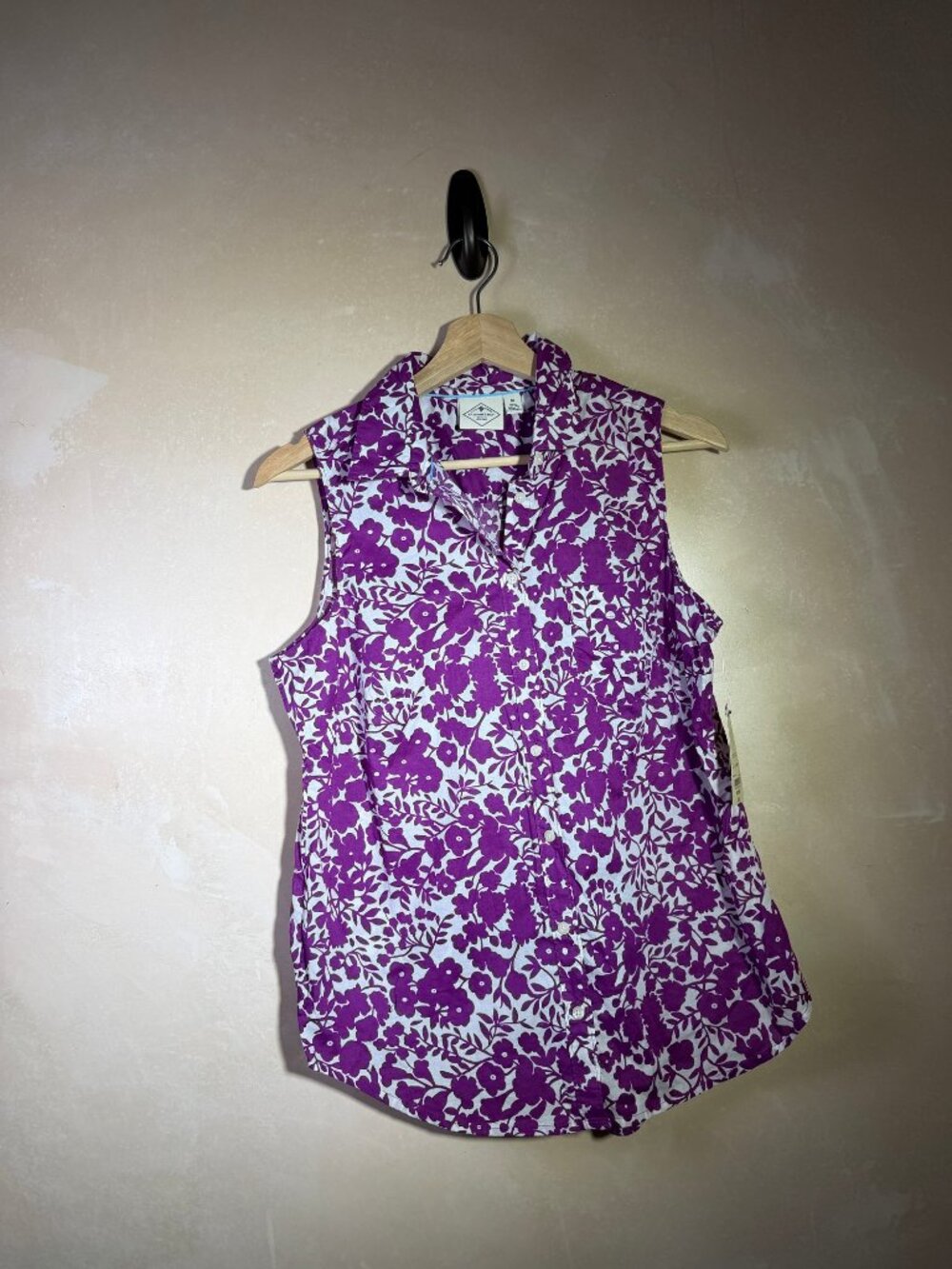 St. John's Bay Purple Floral Sleeveless Top NWT M